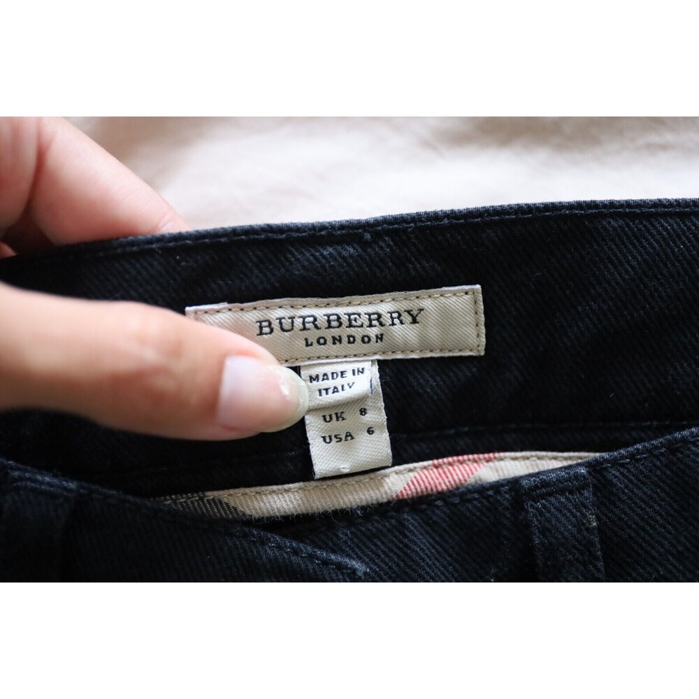 Burberry London Womens Size 6 Black Straight Jeans Pleated Retro Grunge Goth - Picture 7 of 12